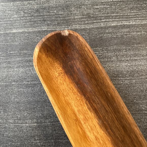 (2) Hand Crafted Acacia Wood Serving Platter Dish Beekman Home 12”x2.5” Set Of 2 - Picture 7 of 7